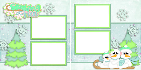 Sledding Fun - Digital Quick Page Set - INSTANT DOWNLOAD - EZscrapbooks Scrapbook Layouts Christmas, Winter