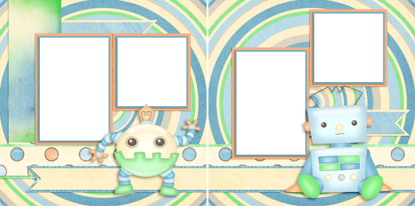 Little Roboto - Digital Scrapbook Pages - INSTANT DOWNLOAD - 2019 - EZscrapbooks Scrapbook Layouts Baby - Toddler