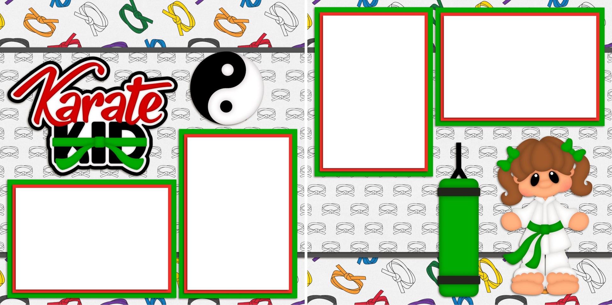 Karate Kid Girl - Digital Scrapbook Pages - INSTANT DOWNLOAD - EZscrapbooks Scrapbook Layouts Sports