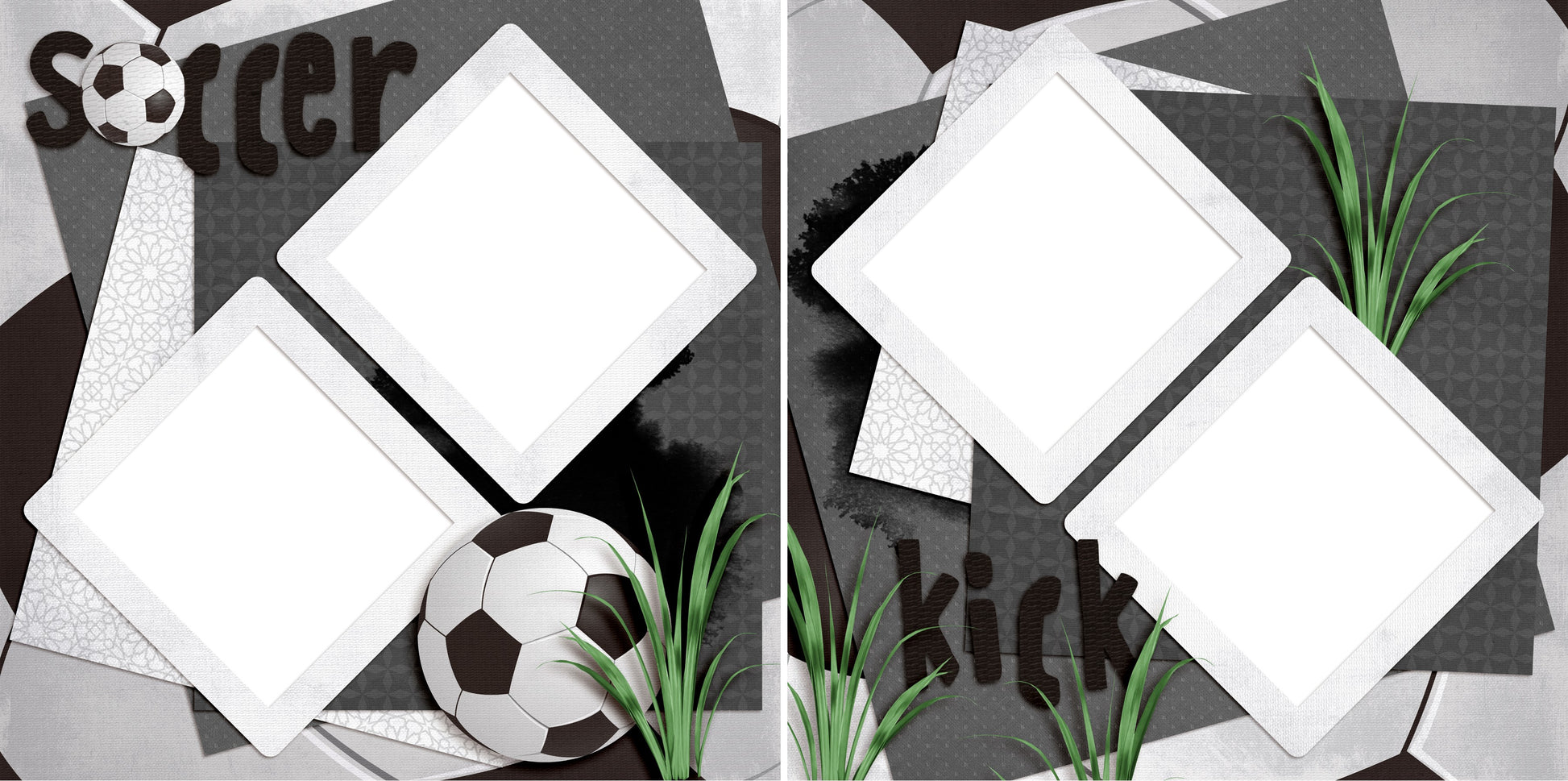 Soccer Kick - Digital Scrapbook Pages - INSTANT DOWNLOAD - EZscrapbooks Scrapbook Layouts soccer, Sports