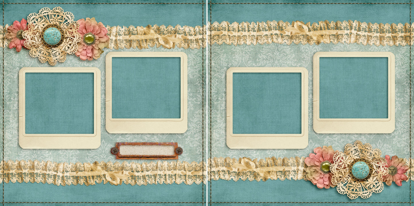 Teal & Lace - 5532 - EZscrapbooks Scrapbook Layouts Family, Heritage, Other