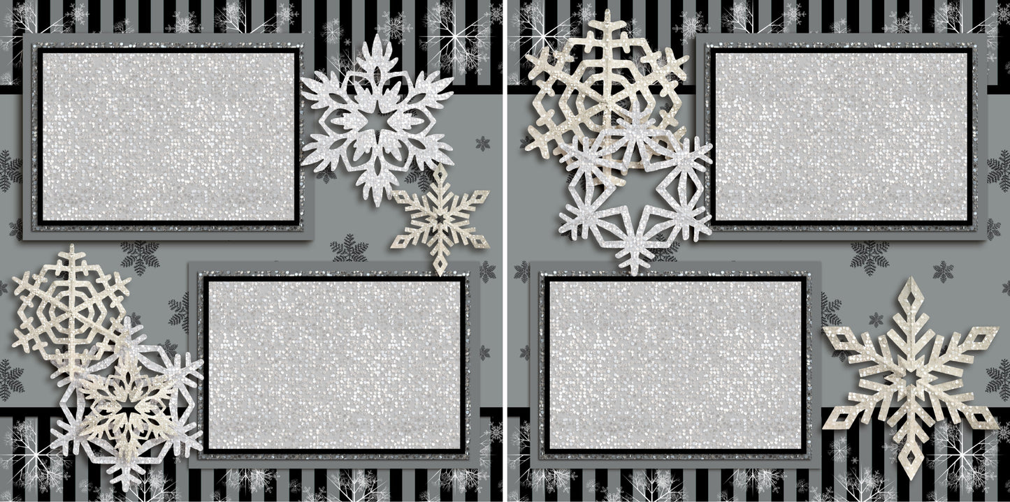 Silver Snowflakes - 3586 - EZscrapbooks Scrapbook Layouts Christmas, Winter
