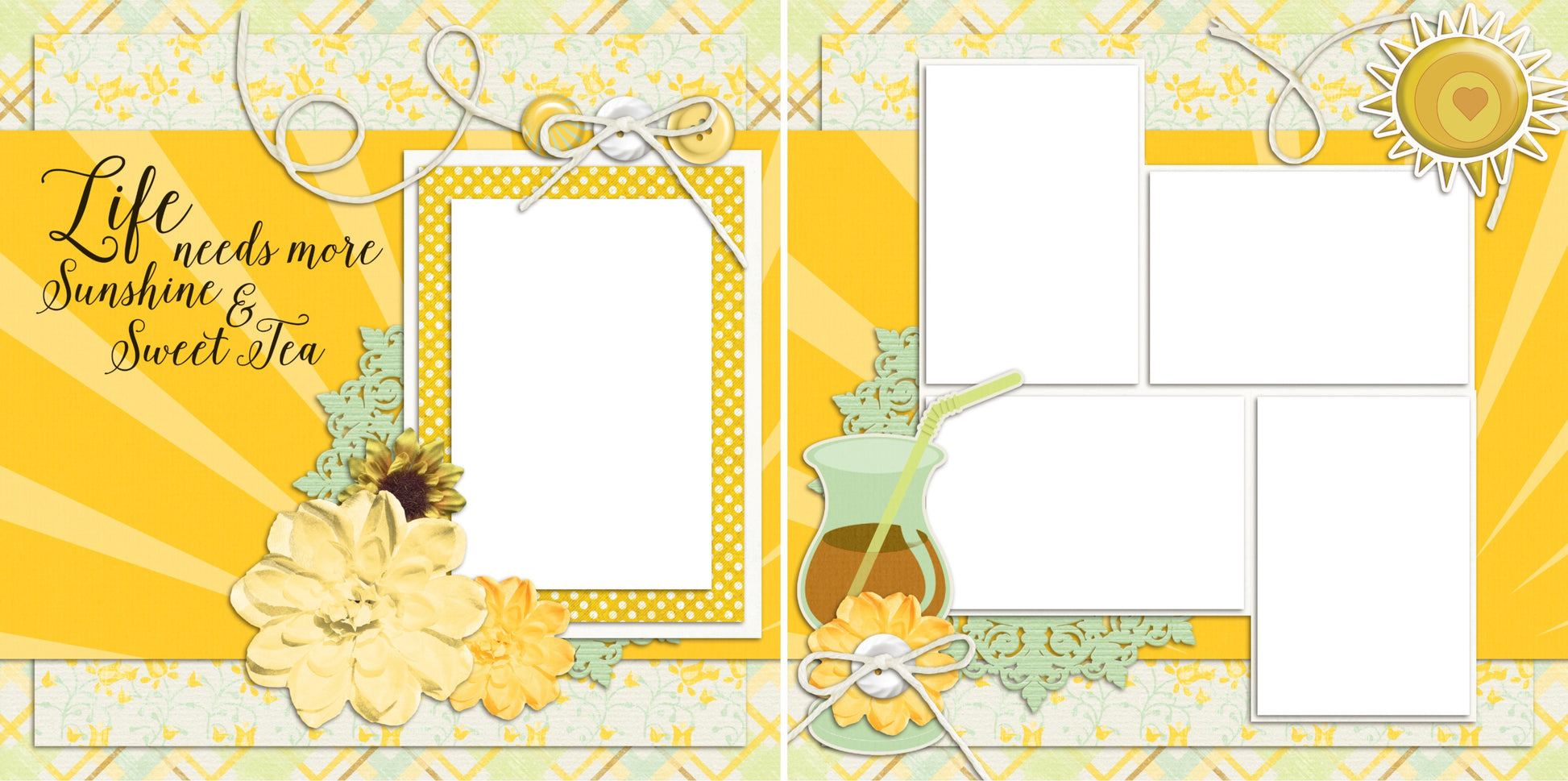 Sweet Tea - Digital Scrapbook Pages - INSTANT DOWNLOAD - EZscrapbooks Scrapbook Layouts Foods, Summer