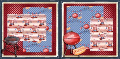 July the 4th EZ Background Pages -  Digital Bundle - 10 Digital Scrapbook Pages - INSTANT DOWNLOAD