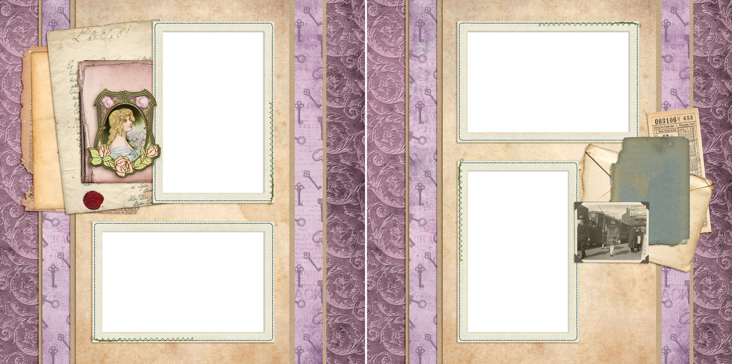 Lavender Keys - Digital Scrapbook Pages - INSTANT DOWNLOAD