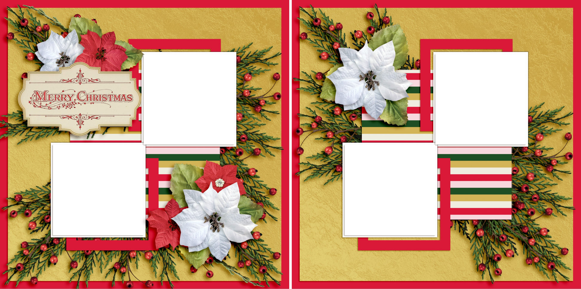 Merry Christmas - Digital Scrapbook Pages - INSTANT DOWNLOAD - EZscrapbooks Scrapbook Layouts Christmas