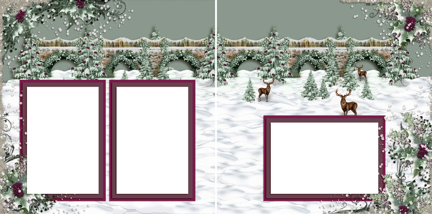 Winter Bridge - Digital Scrapbook Pages - INSTANT DOWNLOAD - EZscrapbooks Scrapbook Layouts Christmas