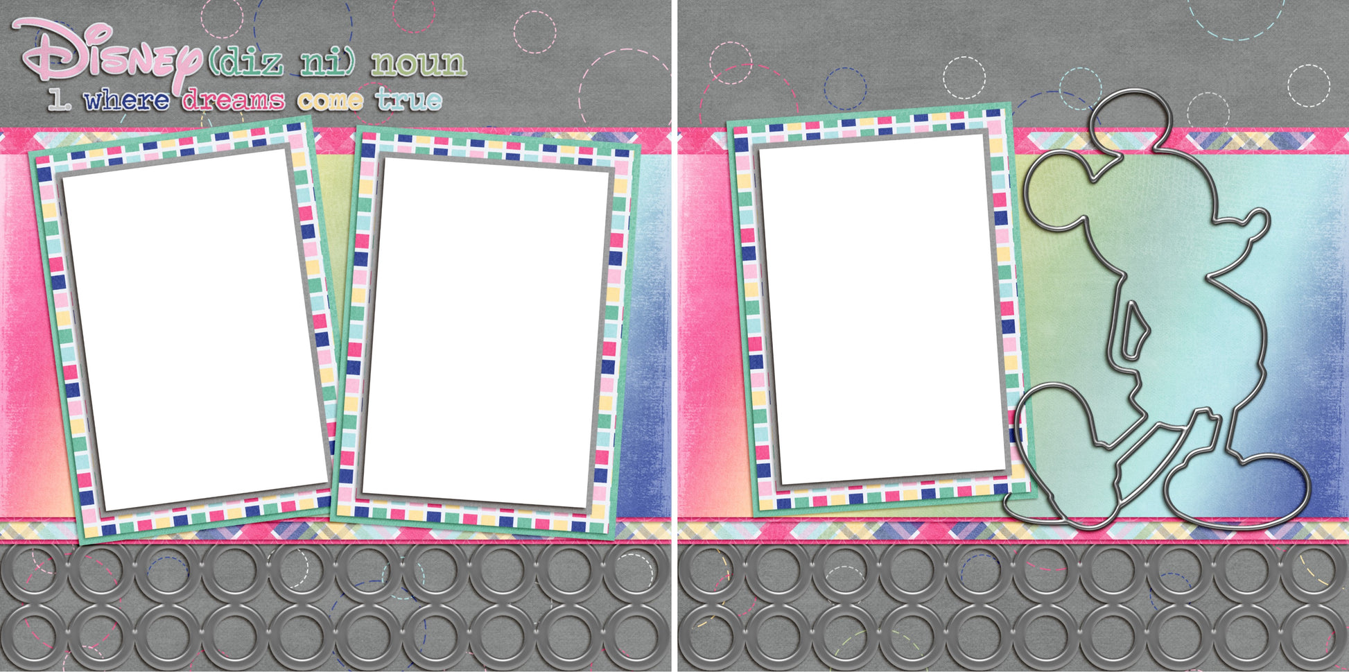 Where Dreams Come True - Digital Scrapbook Pages - INSTANT DOWNLOAD - EZscrapbooks Scrapbook Layouts Disney