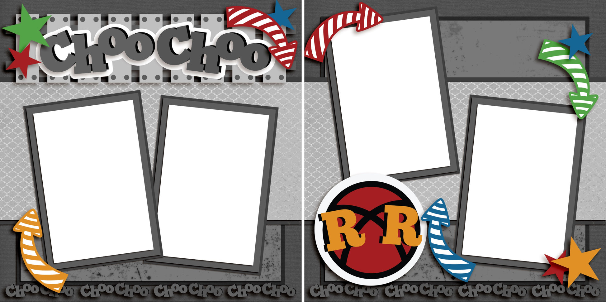 Choo Choo - Digital Scrapbook Pages - INSTANT DOWNLOAD - EZscrapbooks Scrapbook Layouts Disney, train