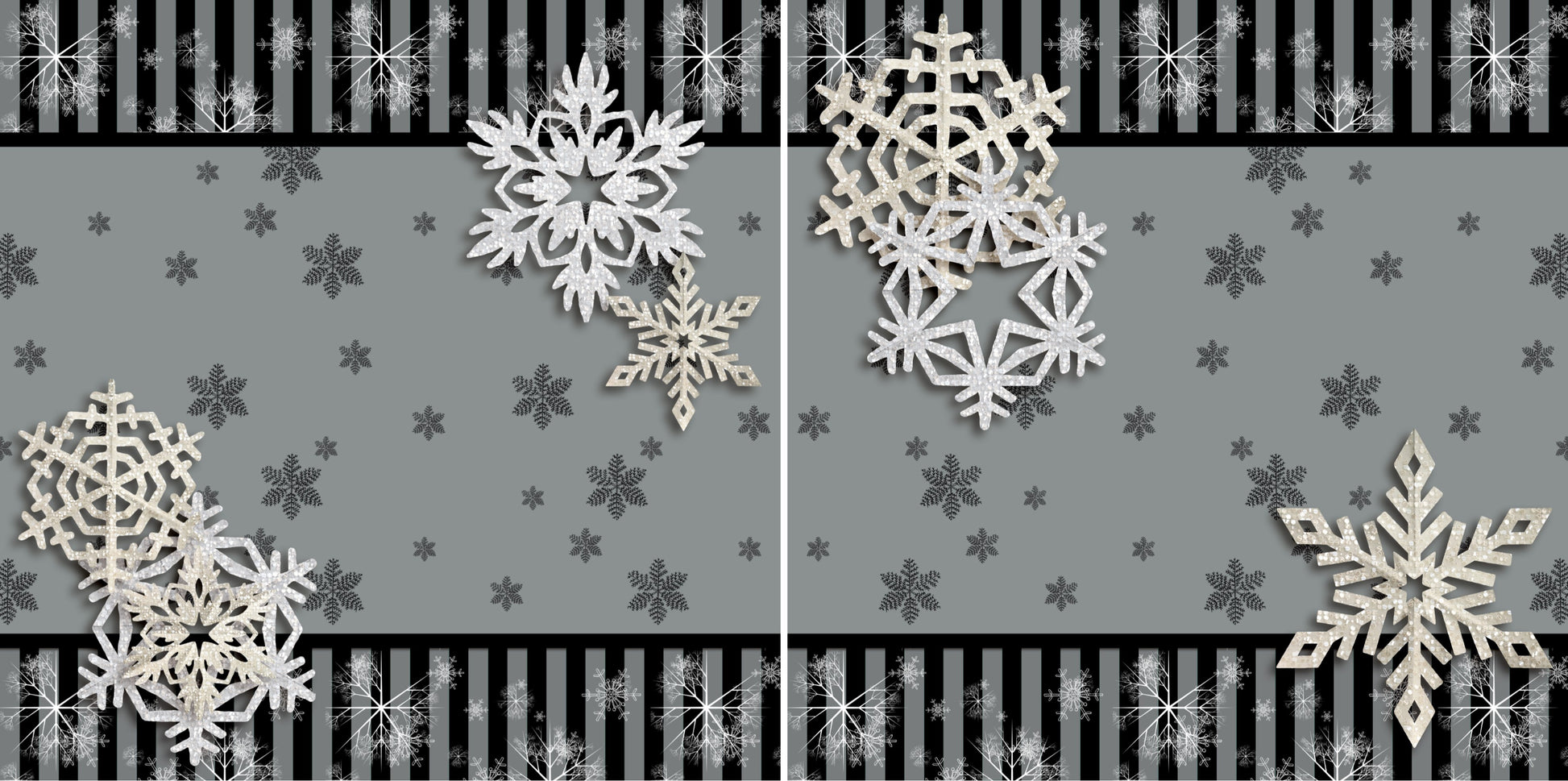Silver Snowflakes NPM - 3587 - EZscrapbooks Scrapbook Layouts Christmas, Winter