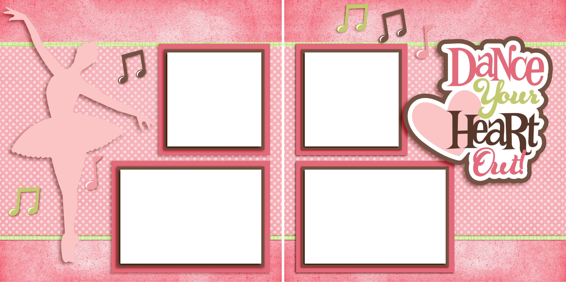 Dance Your Heart Out - Digital Scrapbook Pages - INSTANT DOWNLOAD - EZscrapbooks Scrapbook Layouts Dance - Music - Cheer