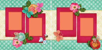 Flowers & Butterflies - 3836 - EZscrapbooks Scrapbook Layouts Girls, Spring - Easter