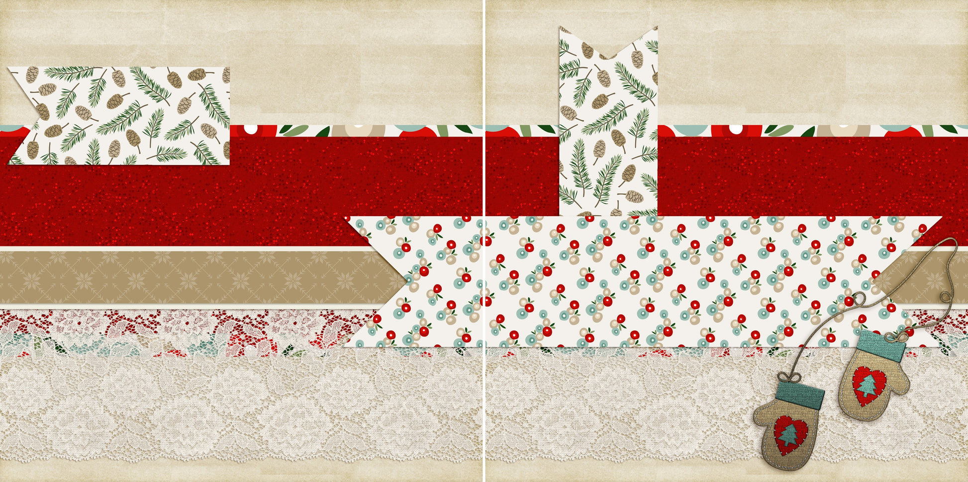 Winter Mittens NPM - 5163 - EZscrapbooks Scrapbook Layouts Christmas, Snow, Winter