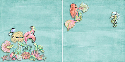 Mermaids EZ Background Pages -  Digital Bundle - 10 Digital Scrapbook Pages - INSTANT DOWNLOAD