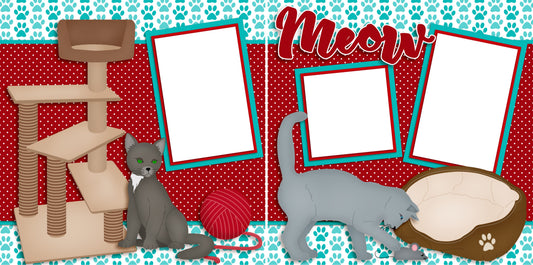 Meow - Digital Scrapbook Pages - INSTANT DOWNLOAD - EZscrapbooks Scrapbook Layouts Cats, Pets