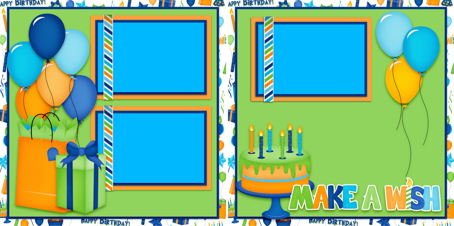 Make a Wish Green - 3854 - EZscrapbooks Scrapbook Layouts Birthday