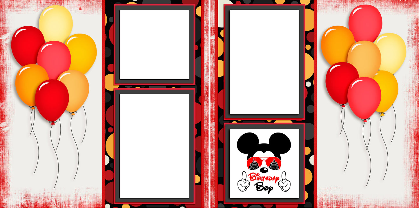 Birthday Boy Mickey - Digital Scrapbook Pages - INSTANT DOWNLOAD - EZscrapbooks Scrapbook Layouts Disney