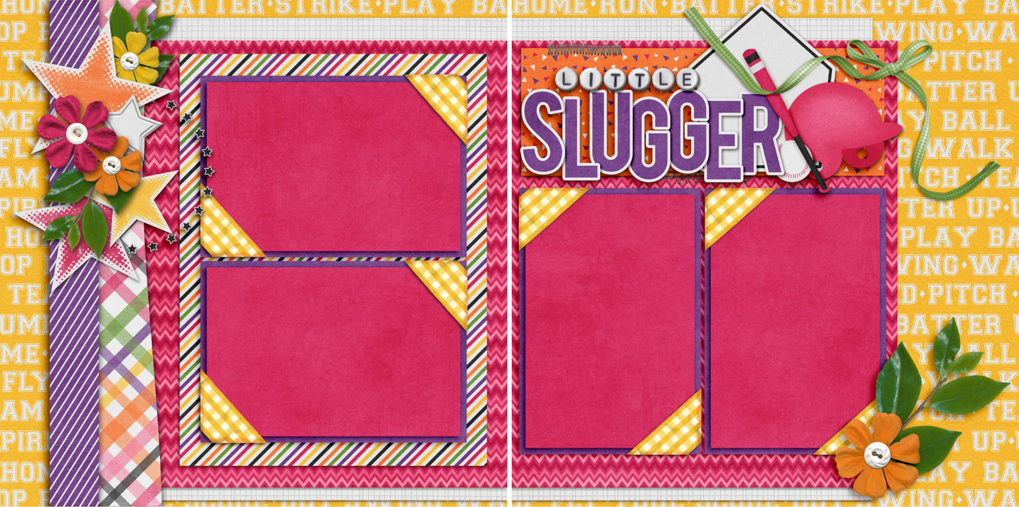 Little Slugger Pink - 3170 - EZscrapbooks Scrapbook Layouts softball, Sports