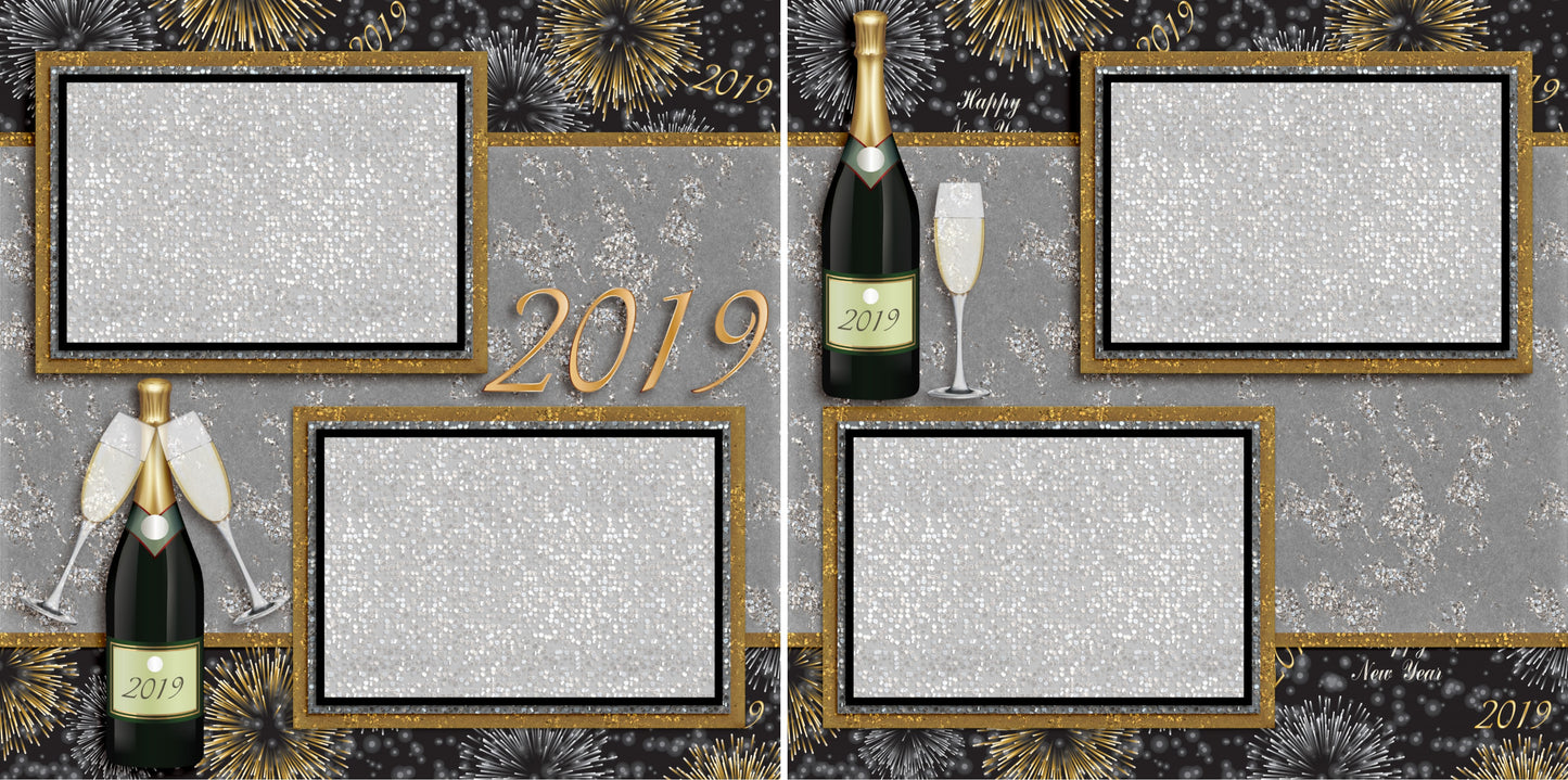 Cheers 2019 - 3686 - EZscrapbooks Scrapbook Layouts New Year's