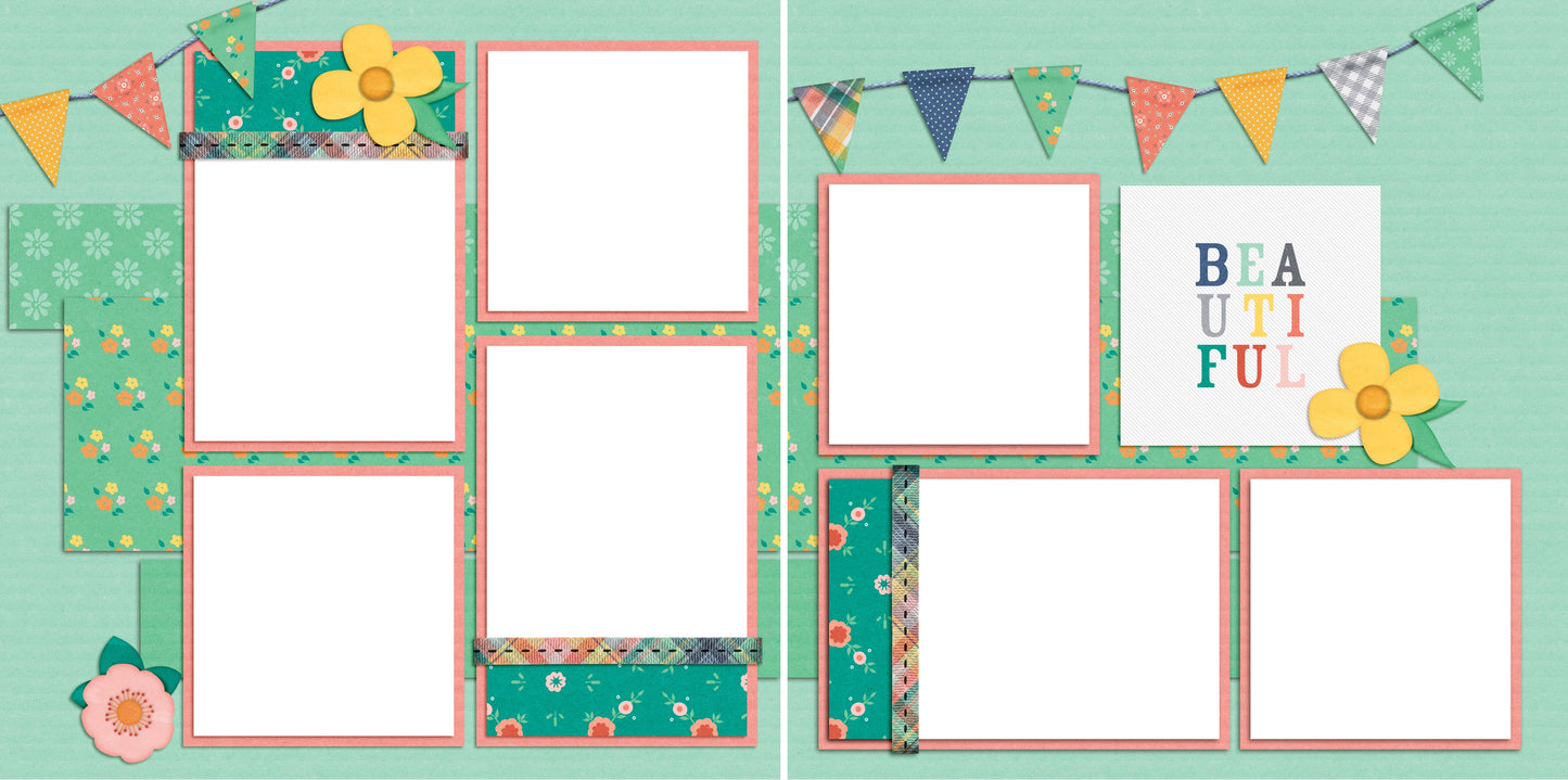 Beautiful - Digital Scrapbook Pages - INSTANT DOWNLOAD - EZscrapbooks Scrapbook Layouts Girls