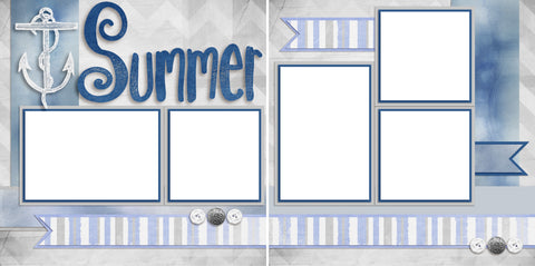 Summer at Sea - Digital Scrapbook Pages - INSTANT DOWNLOAD - 2019 - EZscrapbooks Scrapbook Layouts Beach - Tropical, cruise, Swimming - Pool