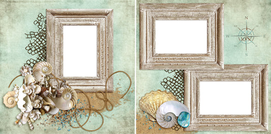 Seashells - Digital Scrapbook Pages - INSTANT DOWNLOAD - EZscrapbooks Scrapbook Layouts Beach - Tropical