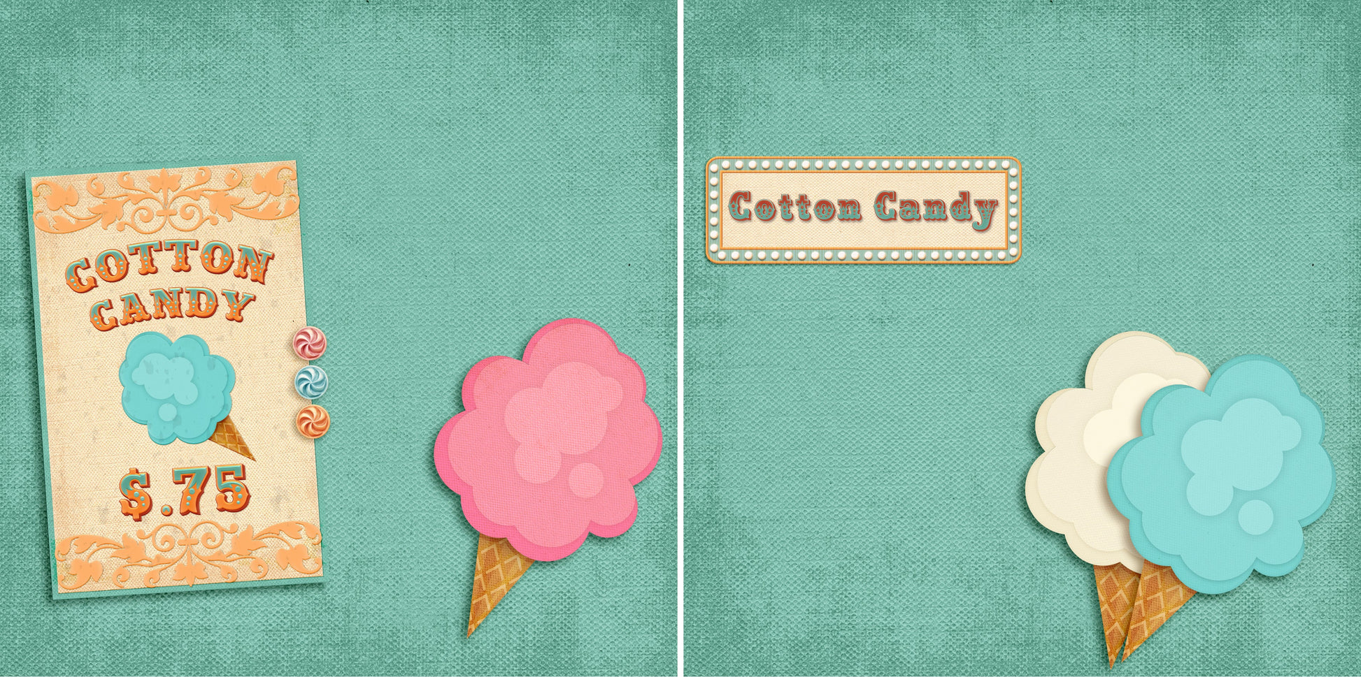 Cotton Candy NPM - 4535 - EZscrapbooks Scrapbook Layouts circus