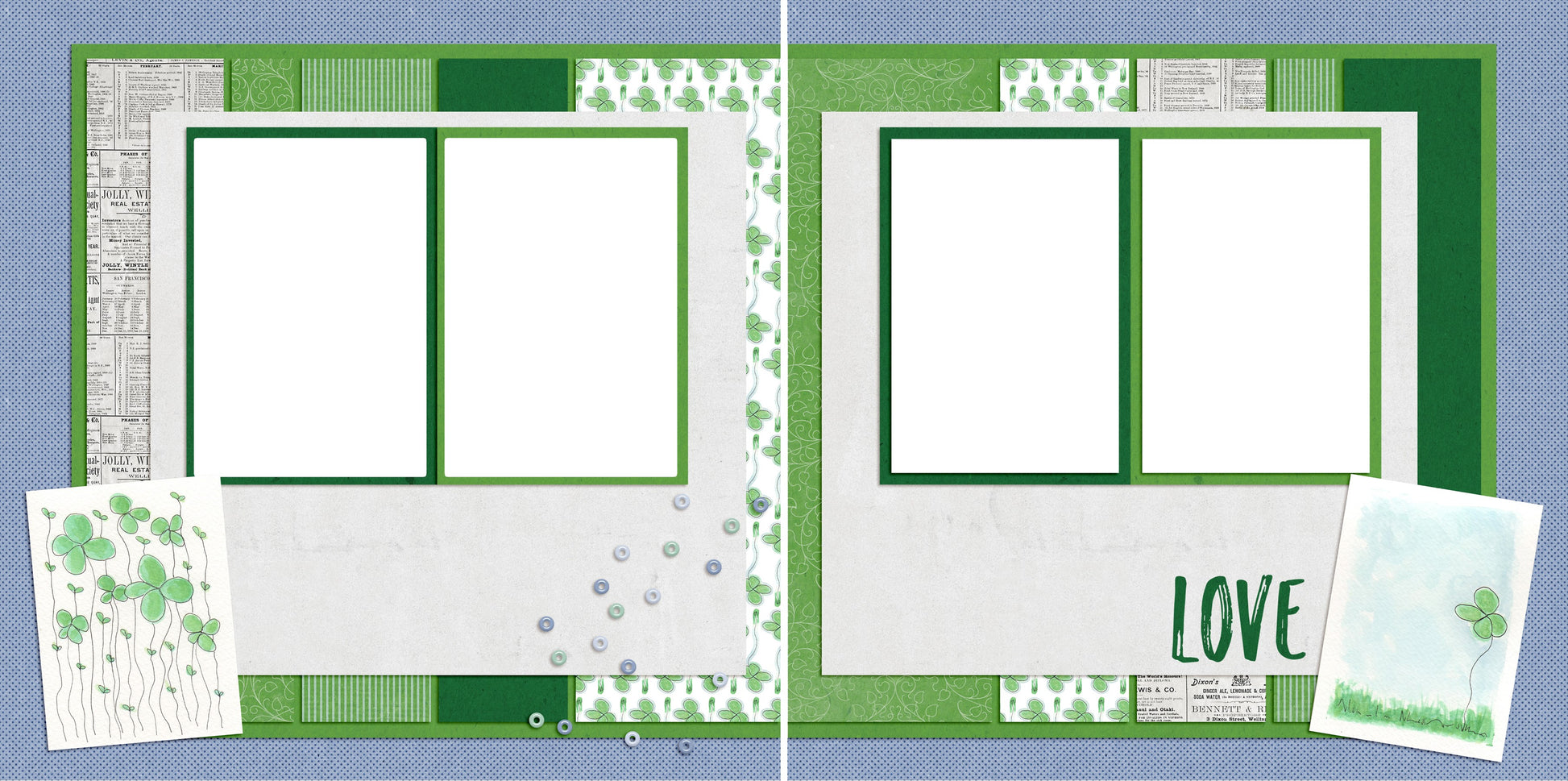 Love Green - Digital Scrapbook Pages - INSTANT DOWNLOAD - EZscrapbooks Scrapbook Layouts green, love, spring, summer