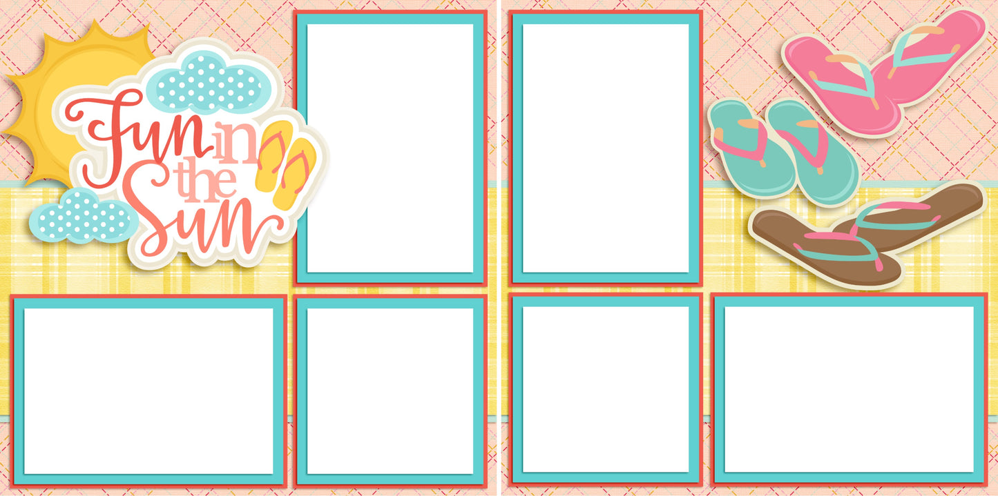 Fun in the Sun Girl - Digital Scrapbook Pages - INSTANT DOWNLOAD - EZscrapbooks Scrapbook Layouts Beach - Tropical, Summer, Swimming - Pool