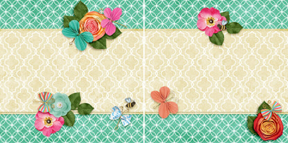 Flowers & Butterflies NPM - 3837 - EZscrapbooks Scrapbook Layouts Girls, Spring - Easter