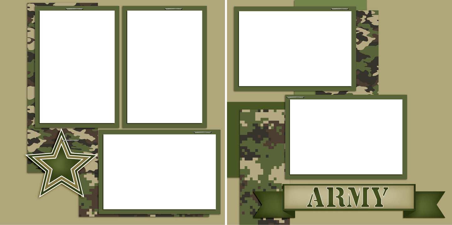 Army - Digital Scrapbook Pages - INSTANT DOWNLOAD - EZscrapbooks Scrapbook Layouts Armed Forces, Army, Military, Patriotic