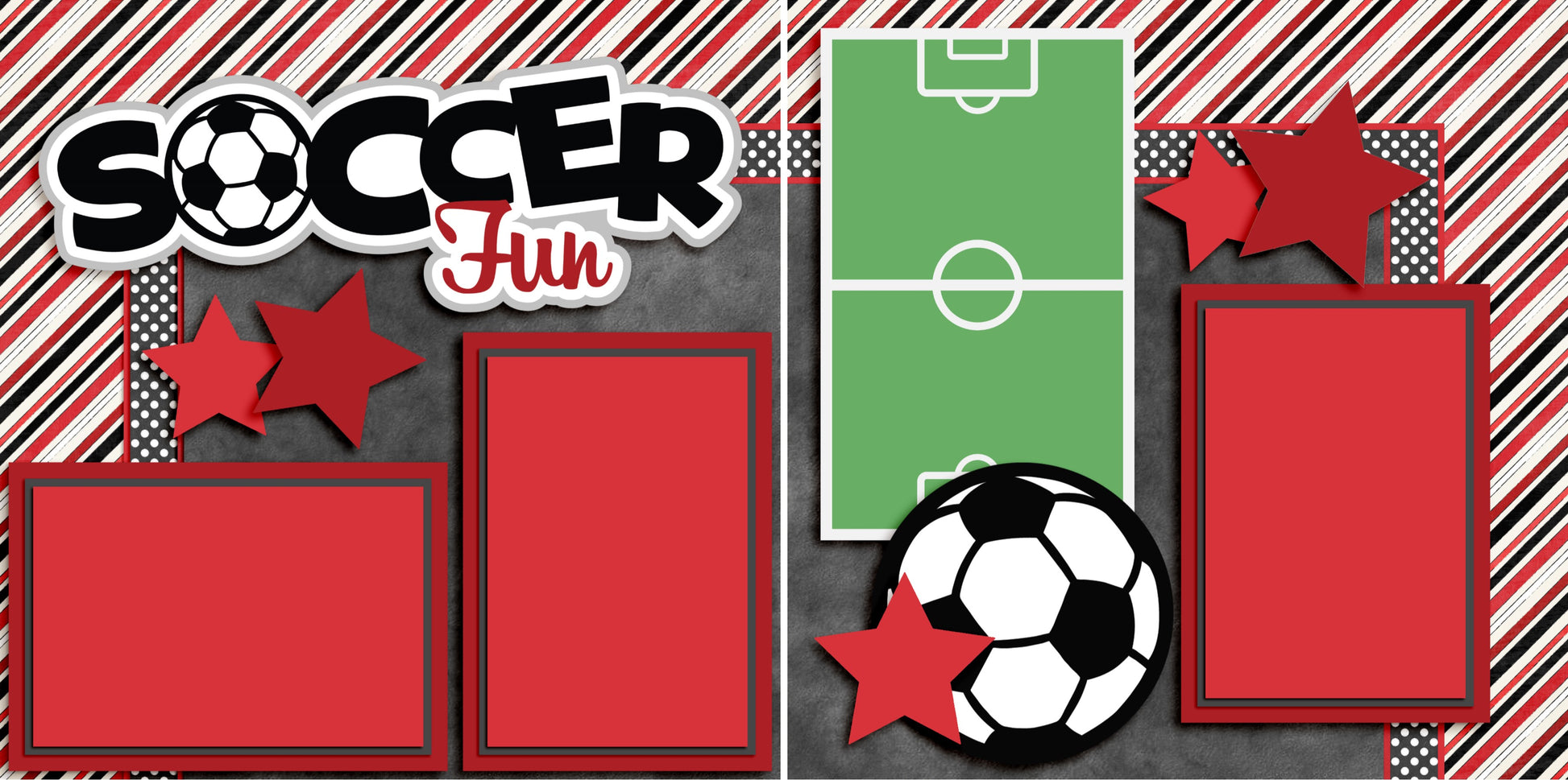 Soccer Fun Red - 3292 - EZscrapbooks Scrapbook Layouts soccer, Sports