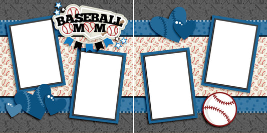 Baseball Mom Blue - Digital Scrapbook Pages - INSTANT DOWNLOAD - EZscrapbooks Scrapbook Layouts baseball, Sports