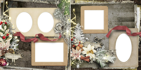 Merry & Bright - Digital Scrapbook Pages - INSTANT DOWNLOAD - EZscrapbooks Scrapbook Layouts christmas, holiday, winter