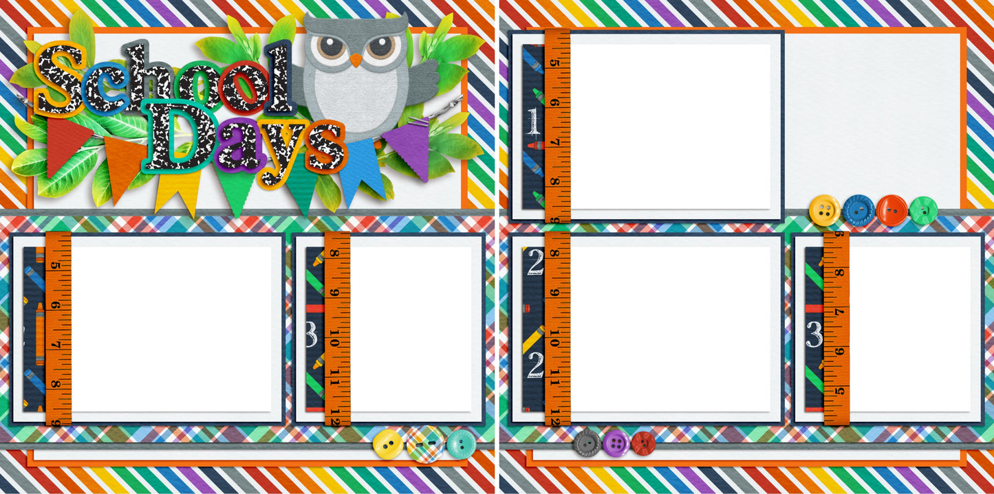 School Days - Digital Scrapbook Pages - INSTANT DOWNLOAD - EZscrapbooks Scrapbook Layouts School