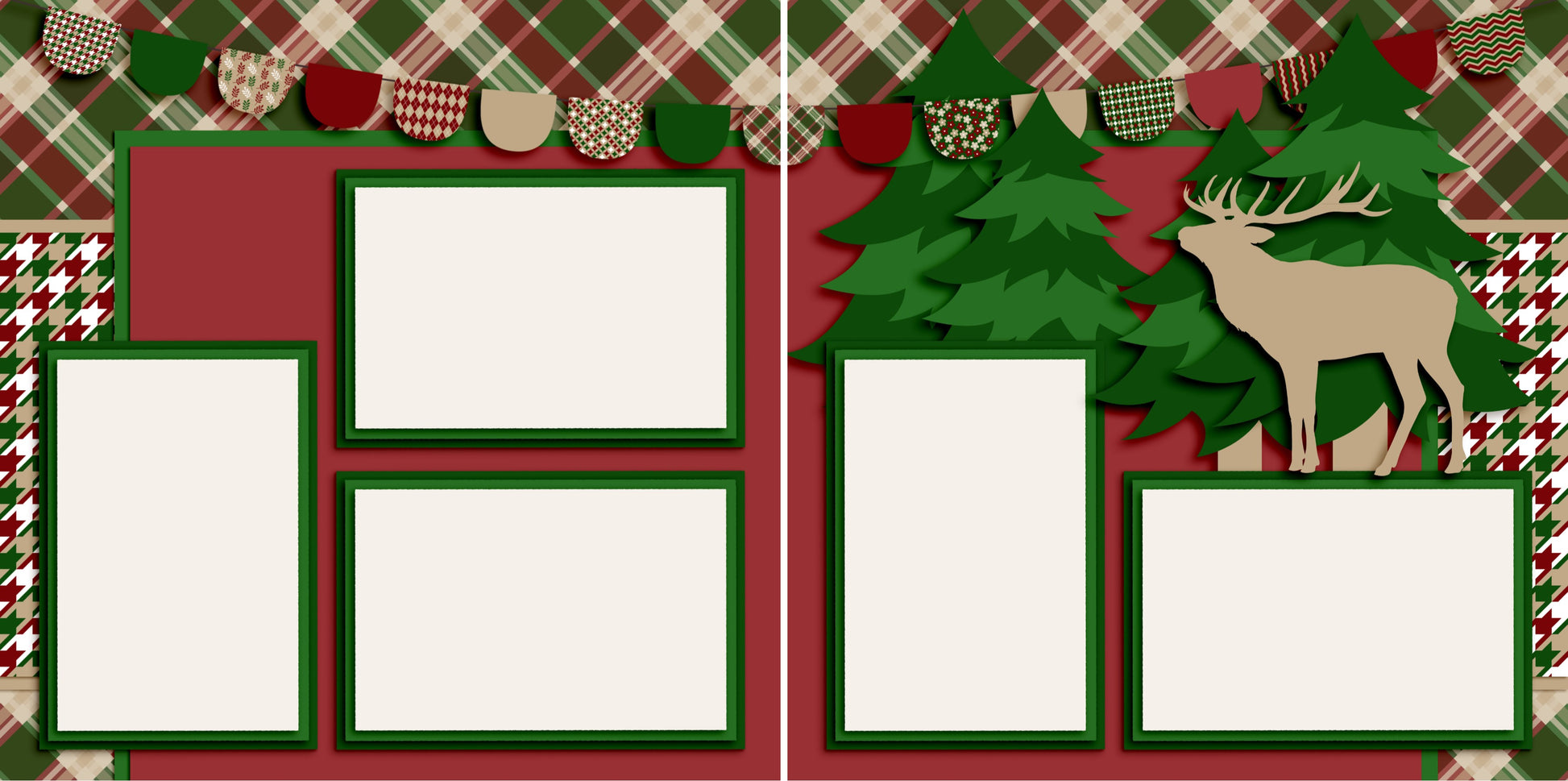 Maroon Christmas - Digital Scrapbook Pages - INSTANT DOWNLOAD - EZscrapbooks Scrapbook Layouts Christmas