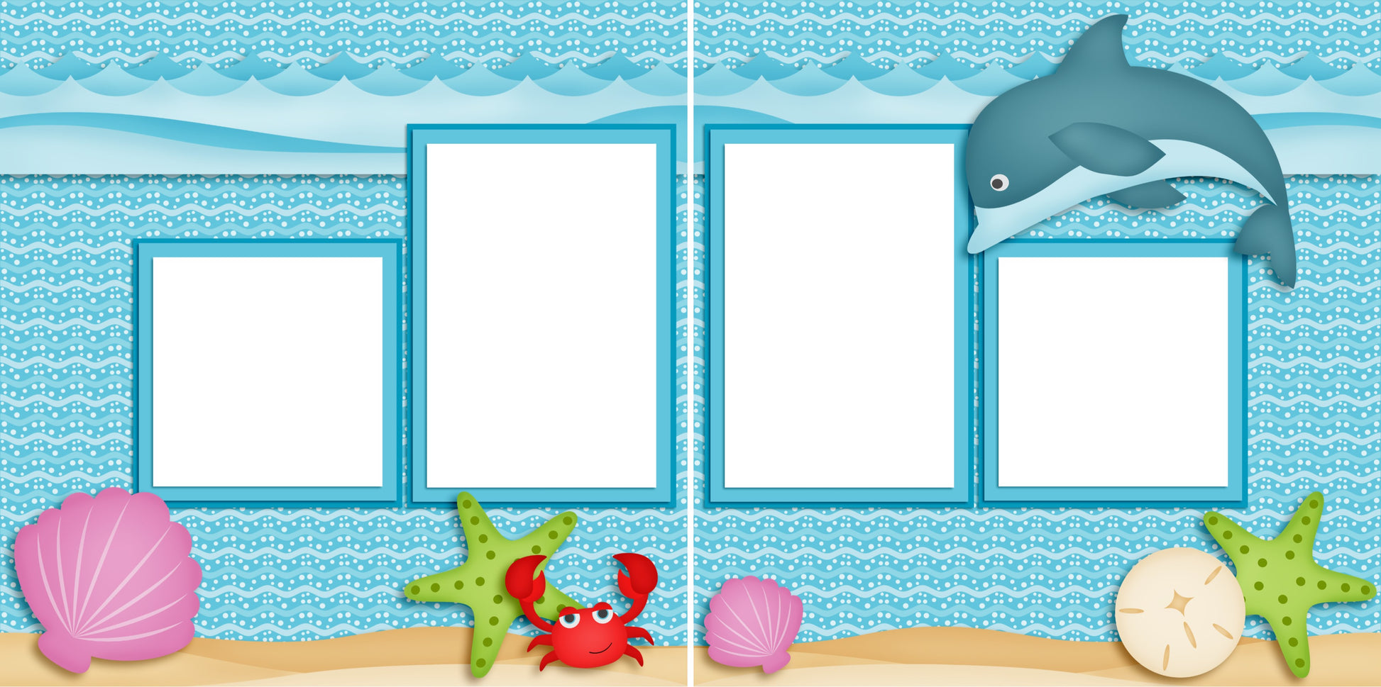 Dolfin Fun - Digital Scrapbook Pages - INSTANT DOWNLOAD - EZscrapbooks Scrapbook Layouts Beach - Tropical