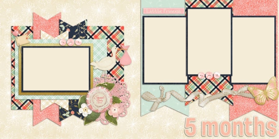 Baby Girl 5 Months - 705 - EZscrapbooks Scrapbook Layouts Baby - Toddler