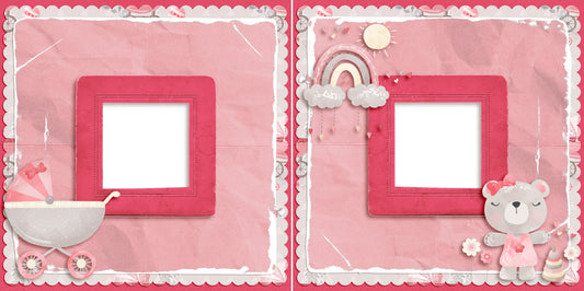 Baby Girl Bear - EZ Digital Scrapbook Pages - INSTANT DOWNLOAD