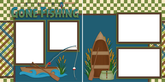 Gone Fishing - Digital Scrapbook Pages - INSTANT DOWNLOAD - EZscrapbooks Scrapbook Layouts Camping - Hiking, Hunting - Fishing