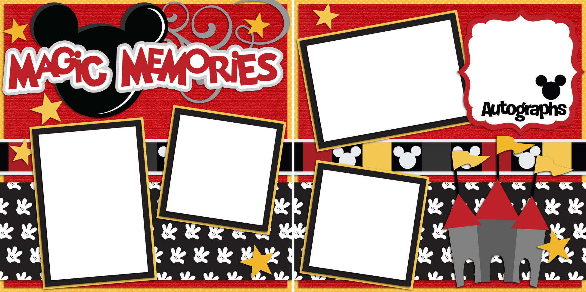 Magic Memories - Digital Scrapbook Pages - INSTANT DOWNLOAD - EZscrapbooks Scrapbook Layouts Disney