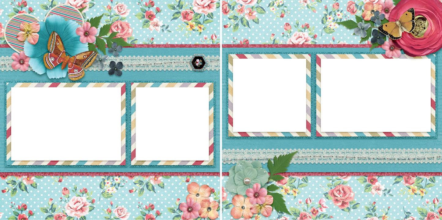 Floral - Digital Scrapbook Pages - INSTANT DOWNLOAD - EZscrapbooks Scrapbook Layouts Girls