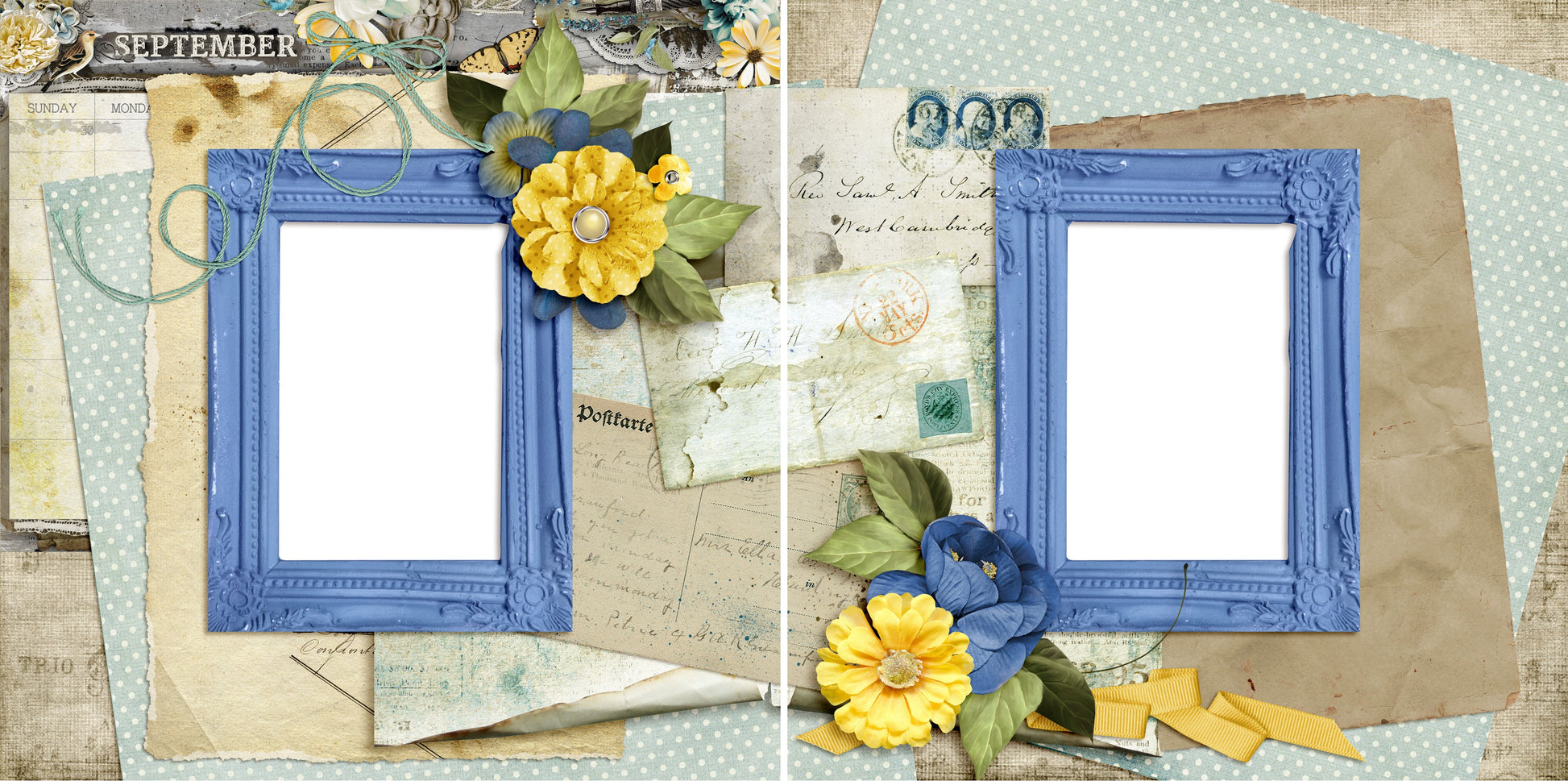 September - Digital Scrapbook Pages - INSTANT DOWNLOAD - EZscrapbooks Scrapbook Layouts Months of the Year