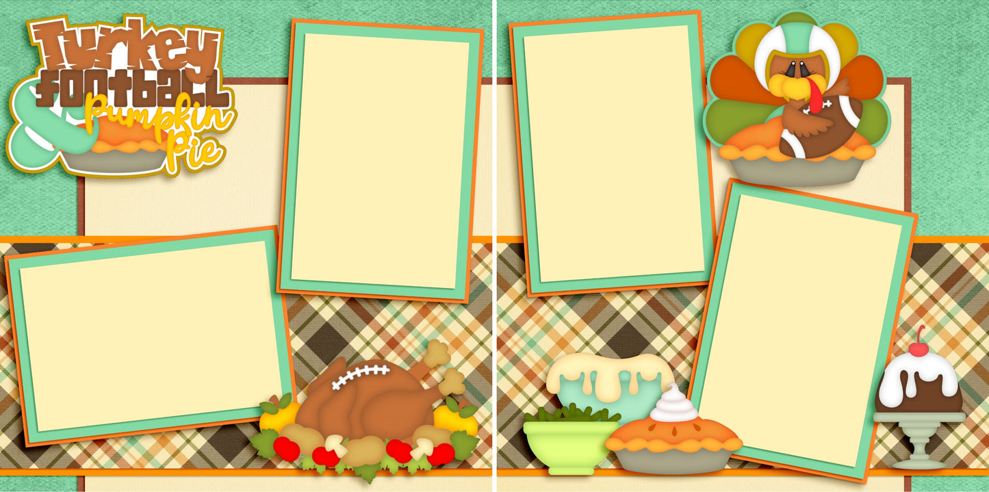 Turkey & Football - 3664 - EZscrapbooks Scrapbook Layouts Thanksgiving