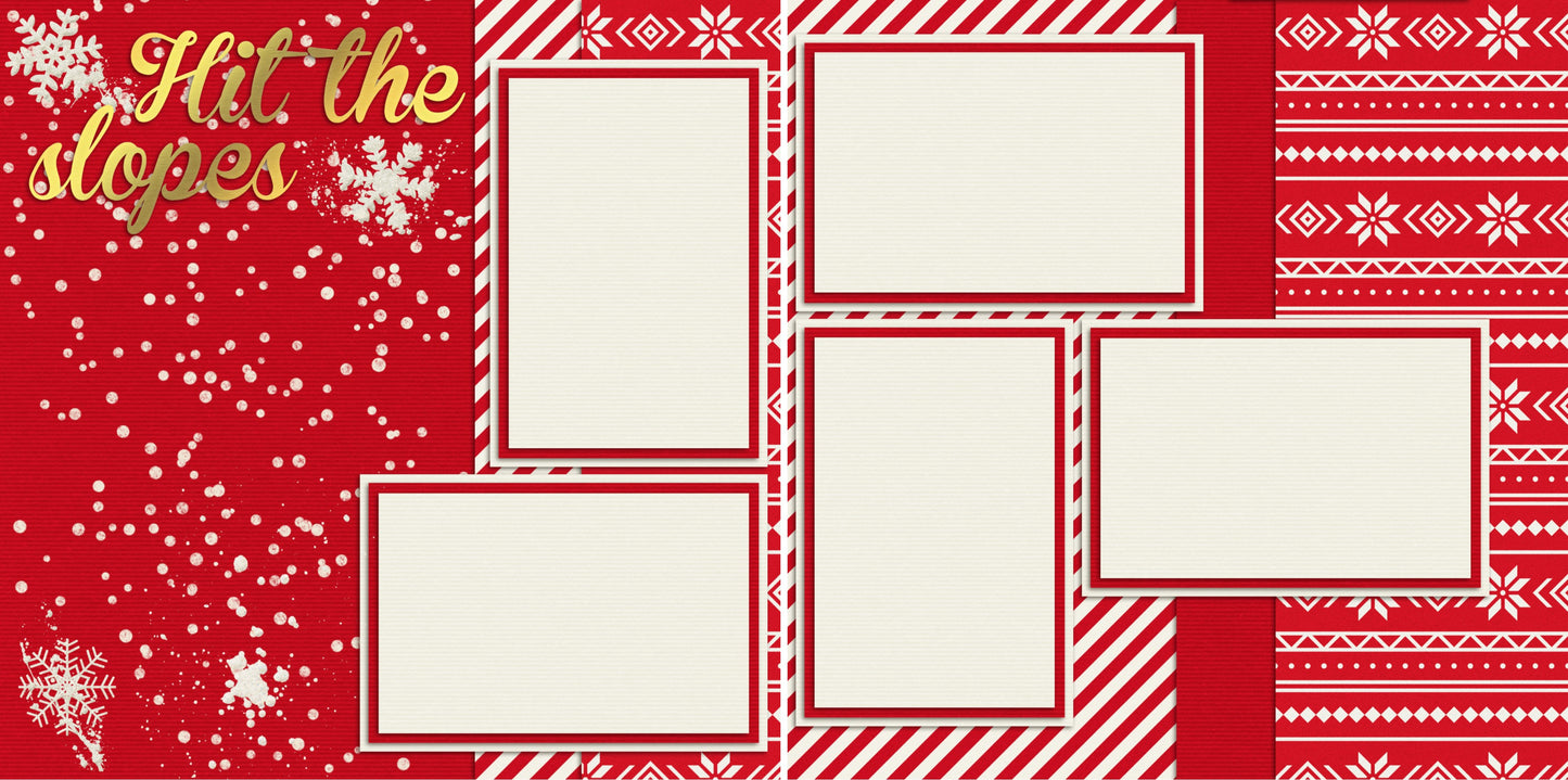 Hit the Slopes - Digital Scrapbook Pages - INSTANT DOWNLOAD - EZscrapbooks Scrapbook Layouts Christmas, Winter