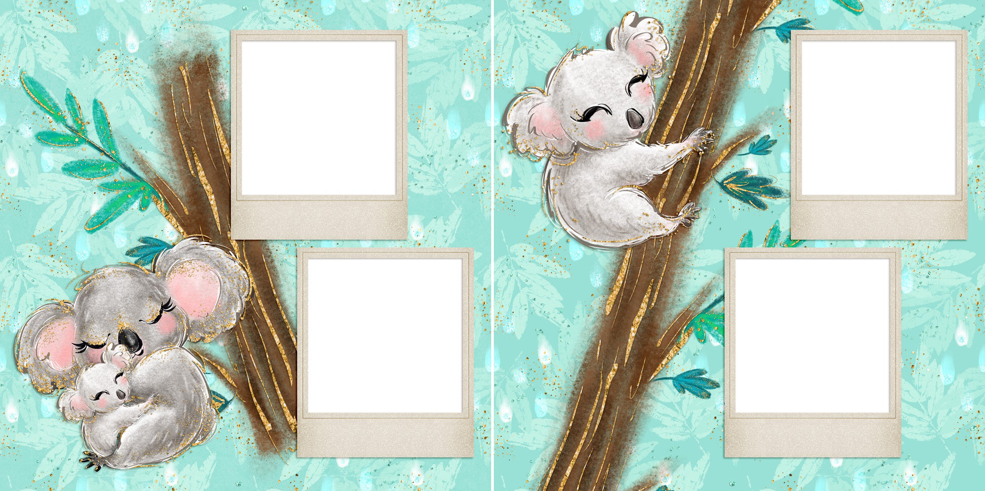 Koala Mama - Digital Scrapbook Pages - INSTANT DOWNLOAD - EZscrapbooks Scrapbook Layouts boy, girl, kid, koala, mom