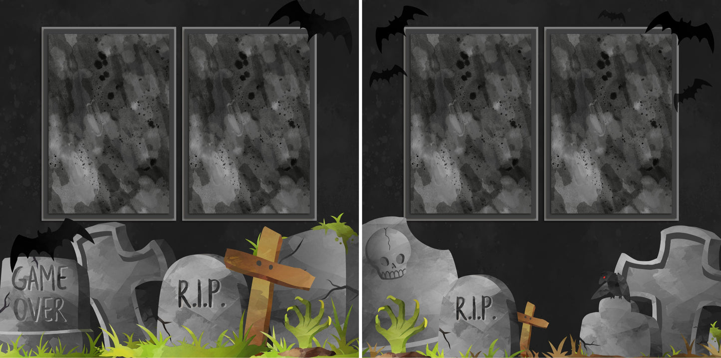 Tombstones - 2767 - EZscrapbooks Scrapbook Layouts Halloween