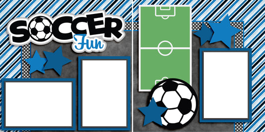 Soccer Fun Blue - Digital Scrapbook Pages - INSTANT DOWNLOAD - EZscrapbooks Scrapbook Layouts soccer, Sports