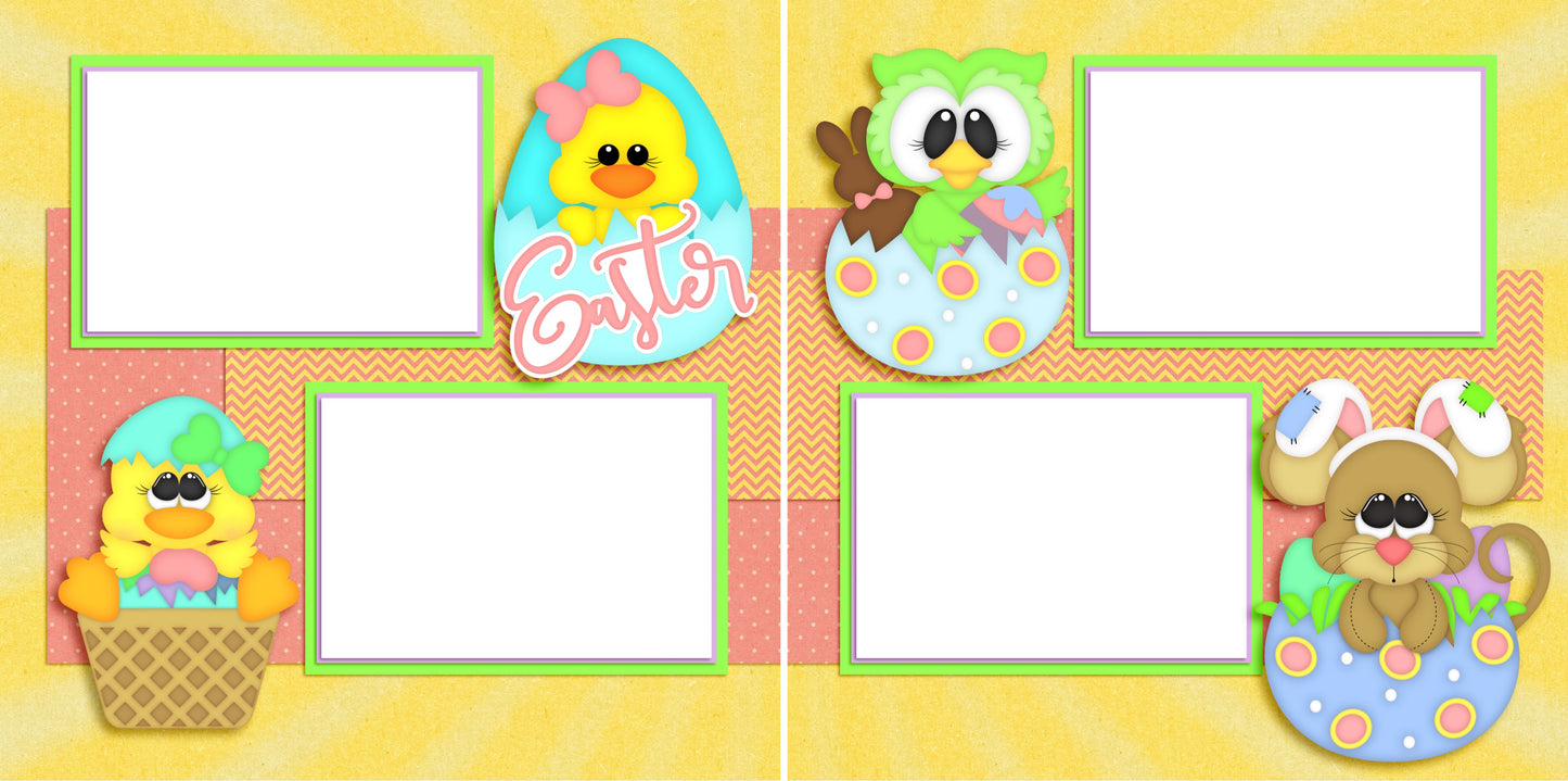 Easter - Digital Scrapbook Pages - INSTANT DOWNLOAD - 2019 - EZscrapbooks Scrapbook Layouts Spring - Easter