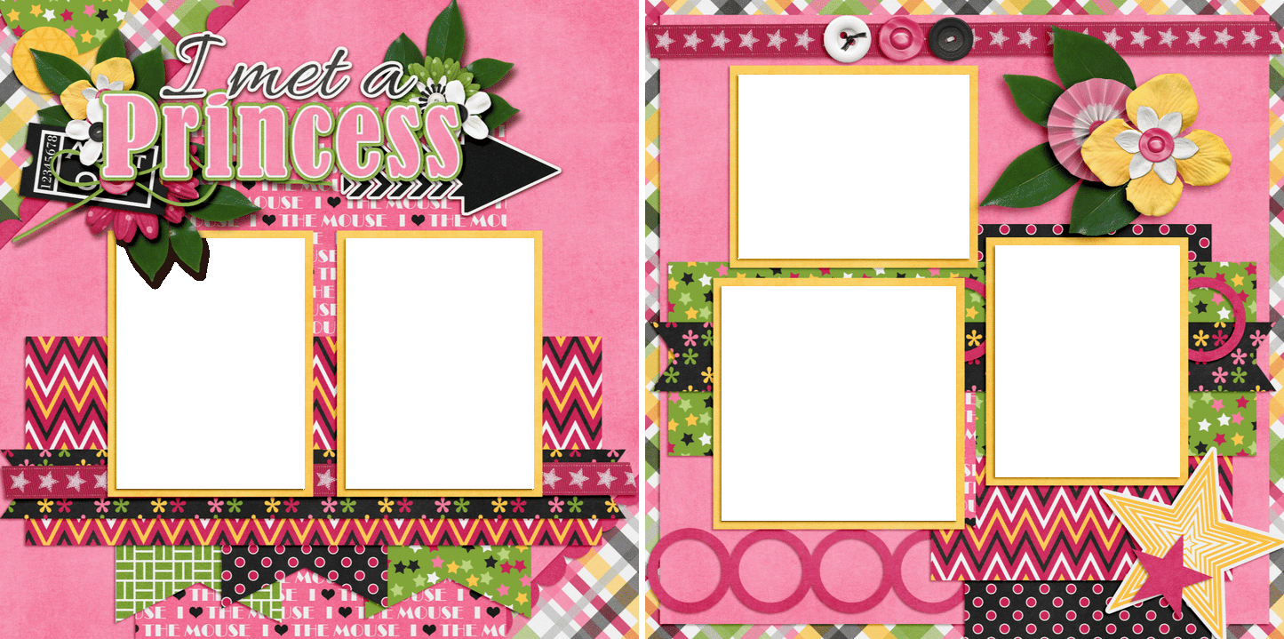 I Met a Princess - Digital Scrapbook Pages - INSTANT DOWNLOAD - EZscrapbooks Scrapbook Layouts Disney